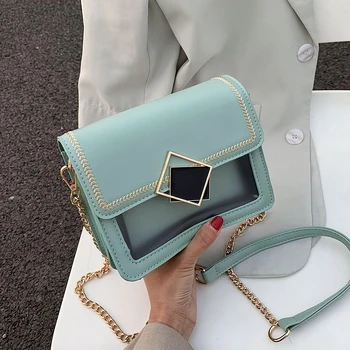 

Chain Transparent PU Leather Crossbody Bags For Women 2020 Summer Small Shoulder Bag Lady Summer Fashion Travel Handbags