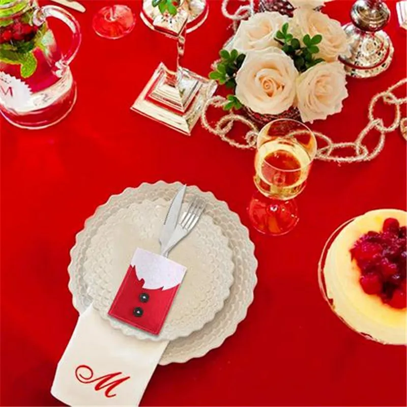 

New 1PC Xmas Decor Knife Fork Bag Cover Case Tableware Holder Pocket Dinner Cutlery Storage Bag Christmas Decorations Home Decor