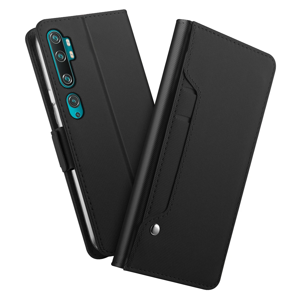 Для Xiaomi mi Note 10 чехол из искусственной кожи Кошелек с откидной подставкой Чехол-кошелек с mi rror и слотом для карт для Xiaomi mi CC9 Pro чехол Роскошный - Цвет: Черный