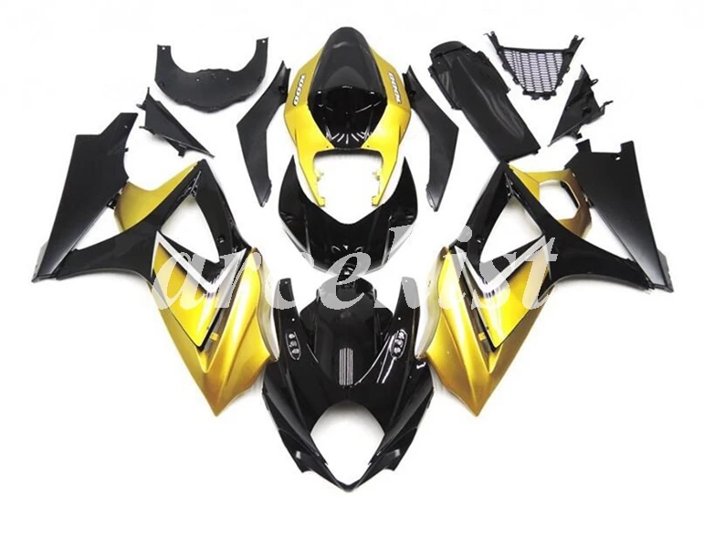 ABS мотоцикл обтекатели комплект подходит для Suzuki GSX-R1000 K7 2007 2008 GSXR1000 07 08 Кузов Набор желтый черный