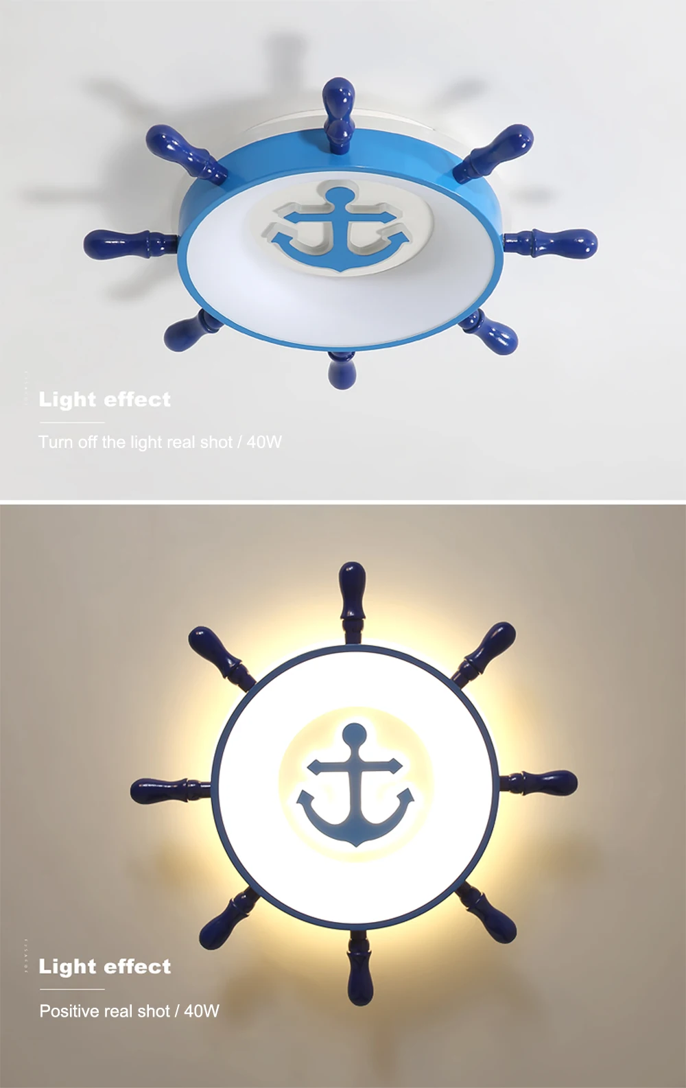Европейский 55 см Пиратская лодка руль потолочный светильник Led детская комната украшение люстра, светильники