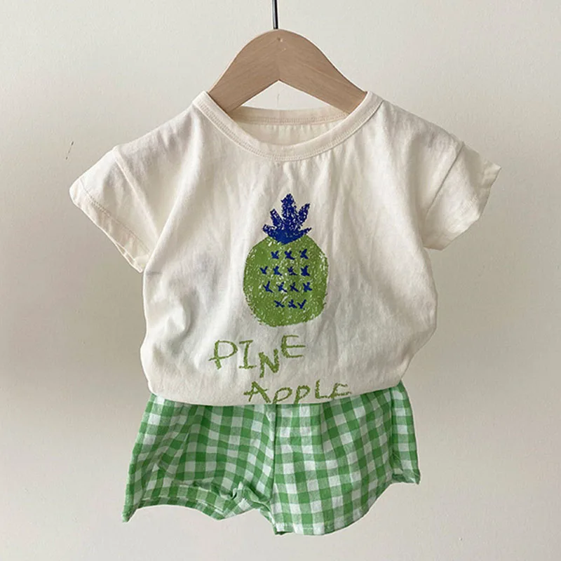 Baby Boy Girl Children's Suit Summer Children Kids Boys Girls Fruits T-Shirt + Shorts 2 Suit Kids Baby Boy Girl Sets Clothes