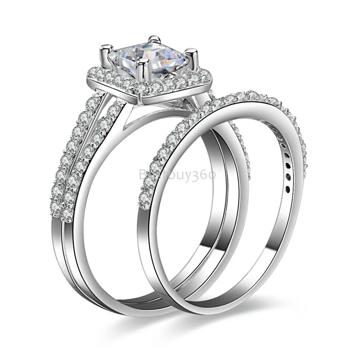 

1 carat sterling silver fashion SONA crystal ring wedding anniversary silver ring sets jewelry