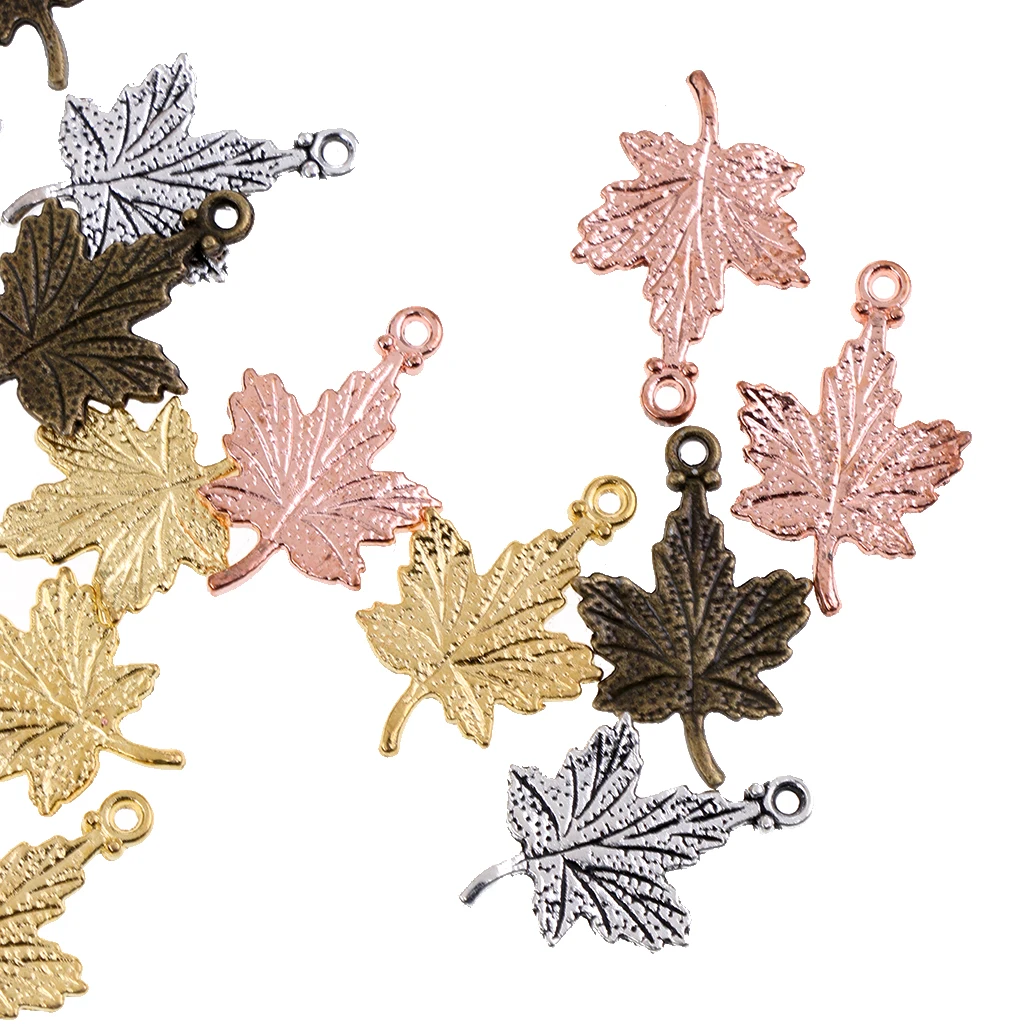 20 pcs Maple Leaf Charms Assorted Colors Fall Nature Jewelry Design Supplies Pendants Fashion Jewelry