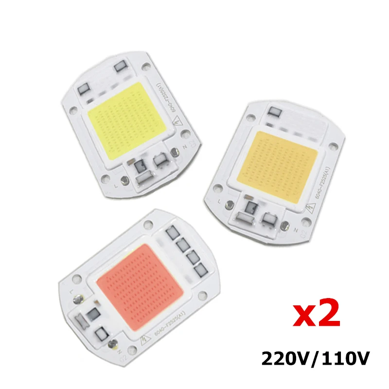 

LED COB Chip AC 220V 110V 20W 30W 50W Grow Plant Light Full Spectrum White Warm White Smart IC No Need Driver DIY LED Beads Lamp