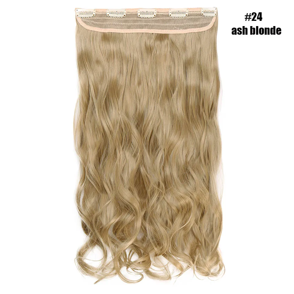 S-noilite 2" волосы синтетические на зажимах в одной части длинные волнистые вьющиеся женские волосы 5 заколки для волос расширение розовый красный белый серый - Цвет: ash blonde