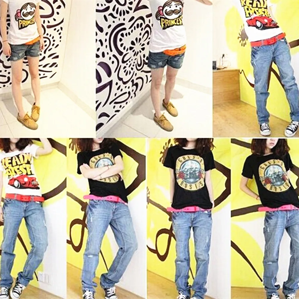 Waist Belt Men's Women's Plain Smooth Silicone Rubber Leather Belt Plastic Buckle PD020