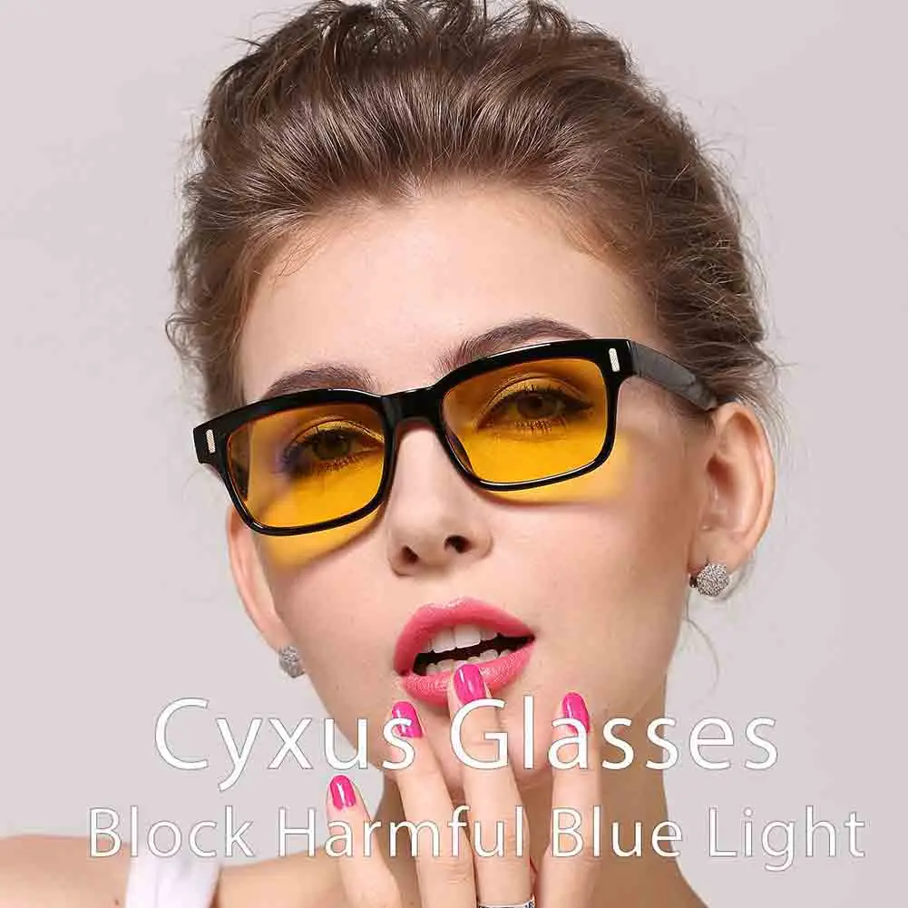 Cyxus Blue Light Blocking Computer Glasses Anti Eye Strain UV Protection Gaming Men/Women Eyewear Yellow Lens Black Frame 8084 glasses to protect eyes from screen