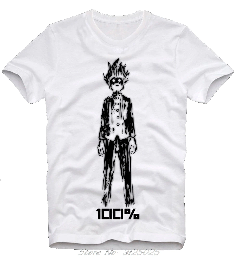 Summer Brand Adults Casual Tee Shirt Mob Psycho 100 Explosion Anime Manga Japan Japanese Loot White Weiss Fitness T-Shirts | Мужская