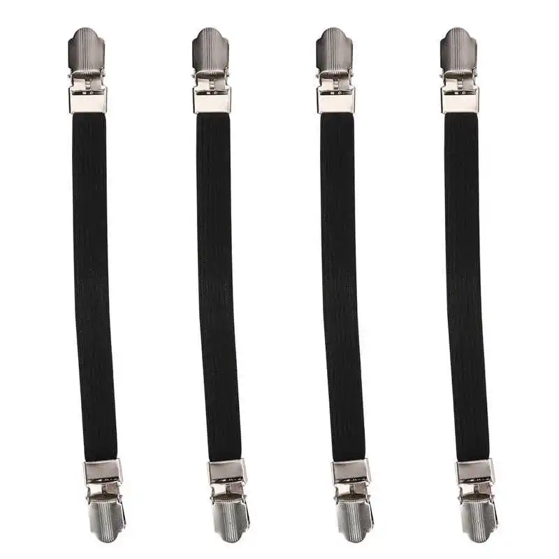 Elastic Bed Sheet Grippers - Double Head Clips for Secure Fit | Home Textile Organizer Set (4pcs)
