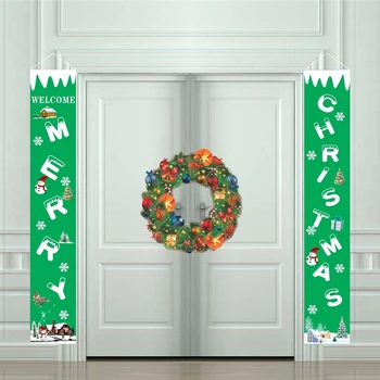 

1 Set Christmas Hanging Flag Home Decorations Christmas Gate United Halloween Couplet Curtain Banner Christmas Banner