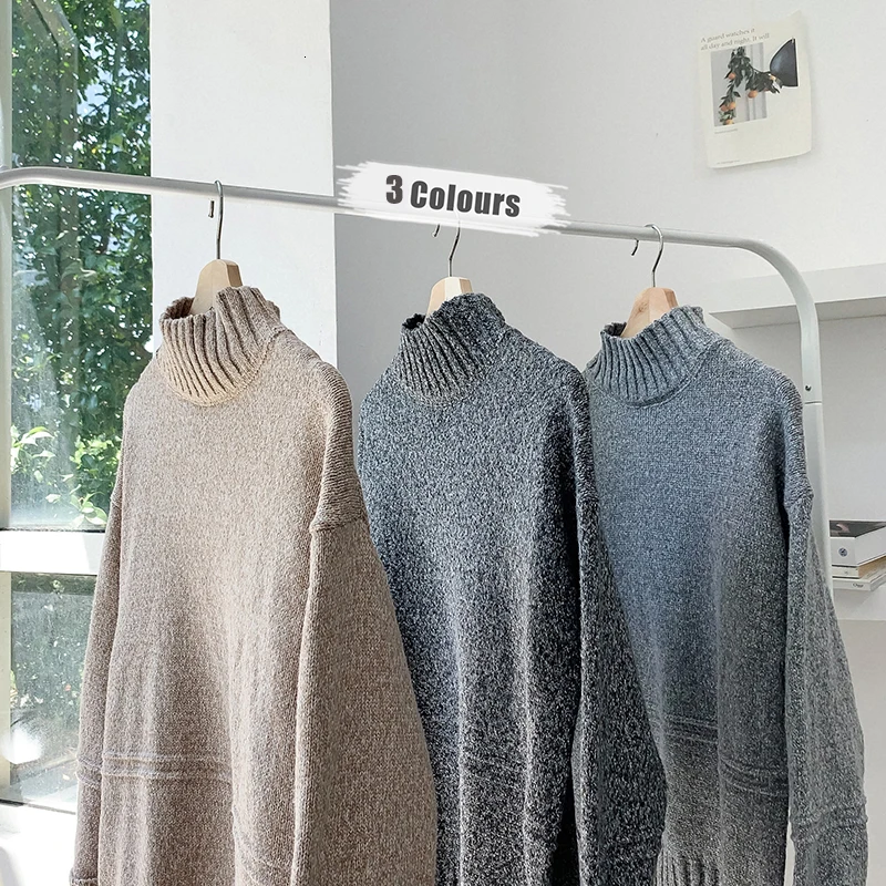 Winter Sweater Men Warm Fashion Solid Color Casual Knit Sweater Man Sweter Clothes Wild Loose Long-sleeved Pullover Men M-3XL Winter Sweater Men Warm Fashion Solid Color Casual Knit Sweater Man Sweter Clothes Wild Loose Long-sleeved Pullover Men M-3XL