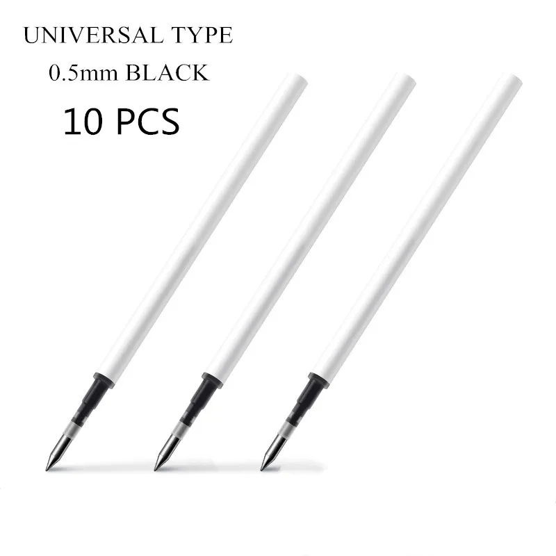 10 pc White Color Shell Gel Pen Refills 0.5mm Black Ink Kawai Pattern Office Stationery Supplies 13cm Length