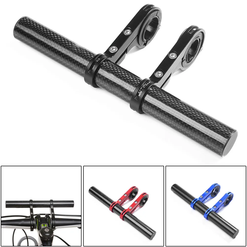 

20CM Bike Flashlight Holder Handle Bar Carbon pattern Bicycle Accessories Extender Mount Bracket Suporte fixo bicicleta New
