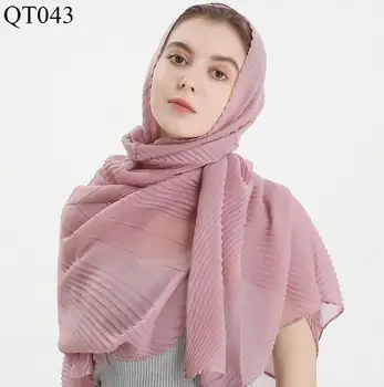 

A2 10pcs High quality crinkle bubble cotton scarf plain popular shawls hijab spring wrinkle wrap can choose colors