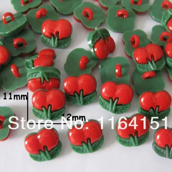 

50pcs/lot 11*12mm Nylon Button Fasteners Mixed Buttons Kawaii Red Strawberry Shaped Sewing Buttons Children Accessories sk0203