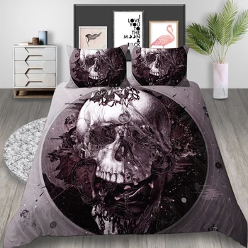

Thumbedding King Size Bedding Set Skull Scary Soft Creative Duvet Cover Queen Twin Full Single Double Unique Design Bed Set