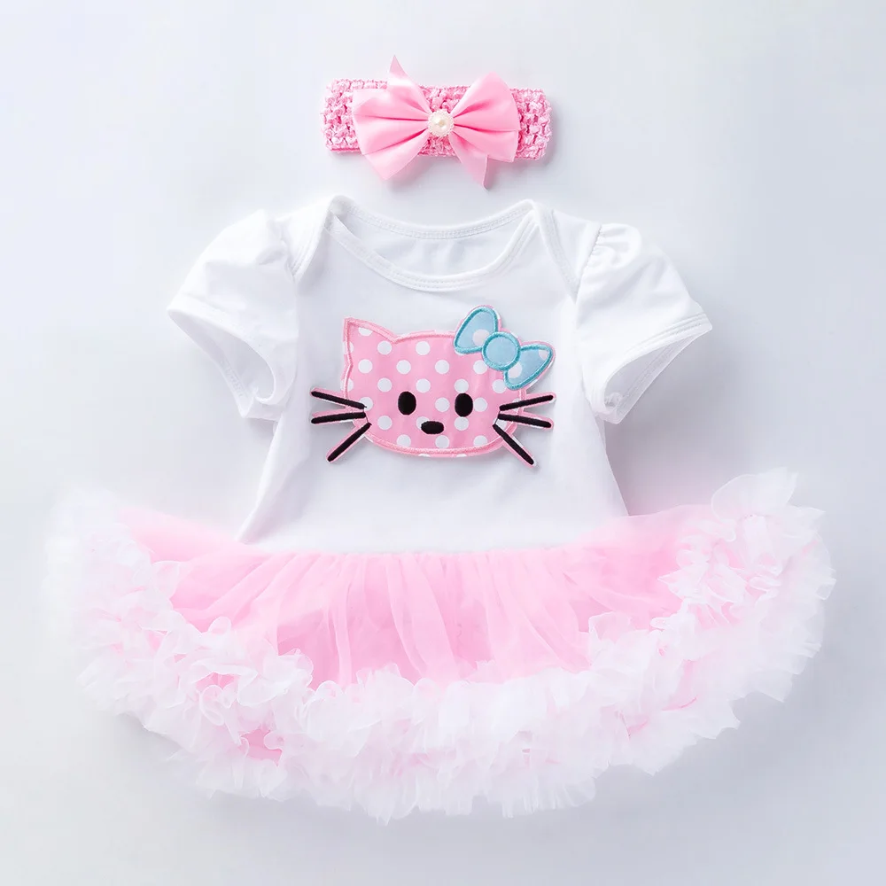 T0098 Милый Кот bebe Комбинезоны для маленьких девочек, платье комплекты одежды на день рождения для маленьких девочек 2 предмета, хлопковый спортивный комбинезон для новорожденных, праздничная одежда - Цвет: T0098