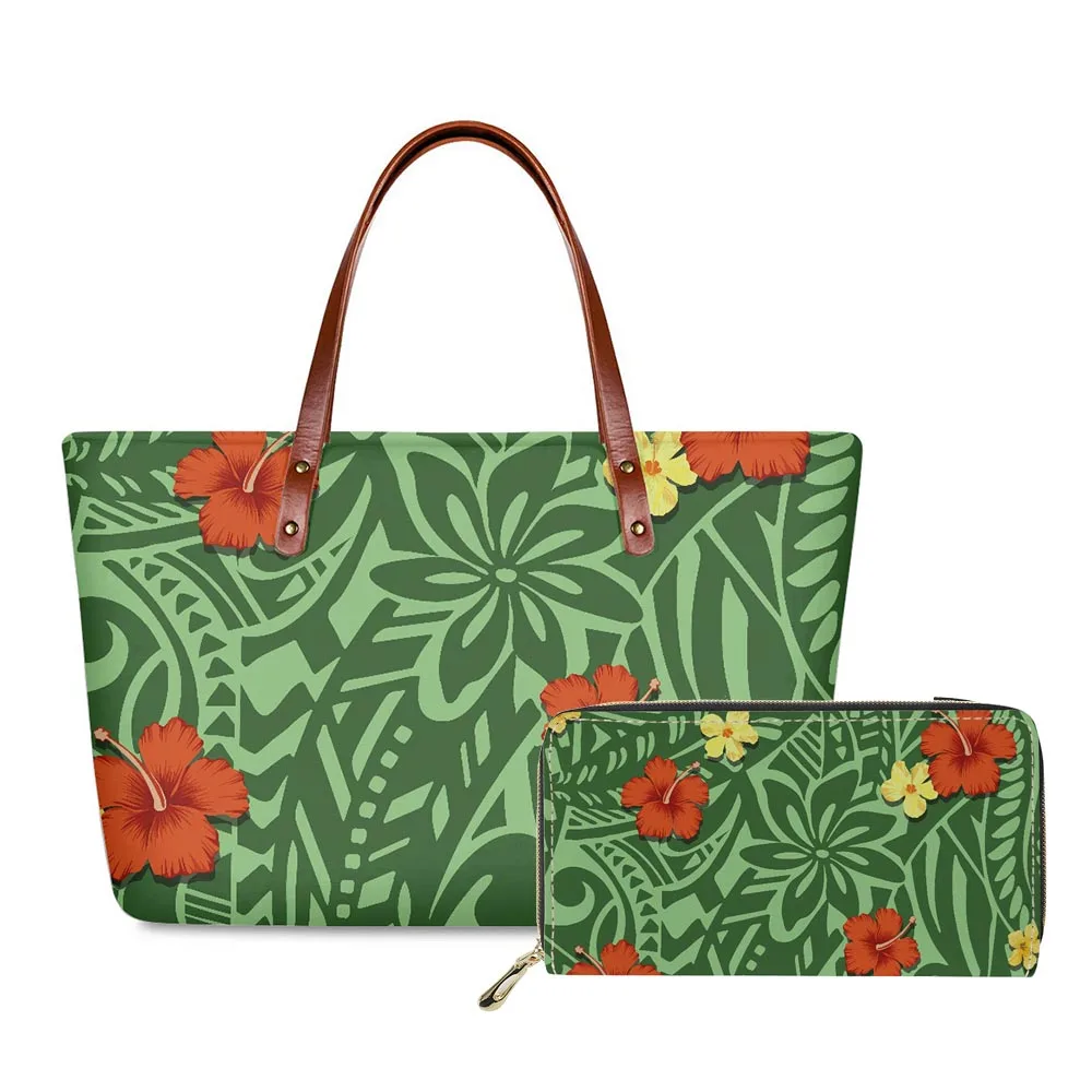 Hycool Casual Travel Bags Set Polynesian Tribal Hawaii Flower Print Brand Bags Cheap Large Big Women's Travel