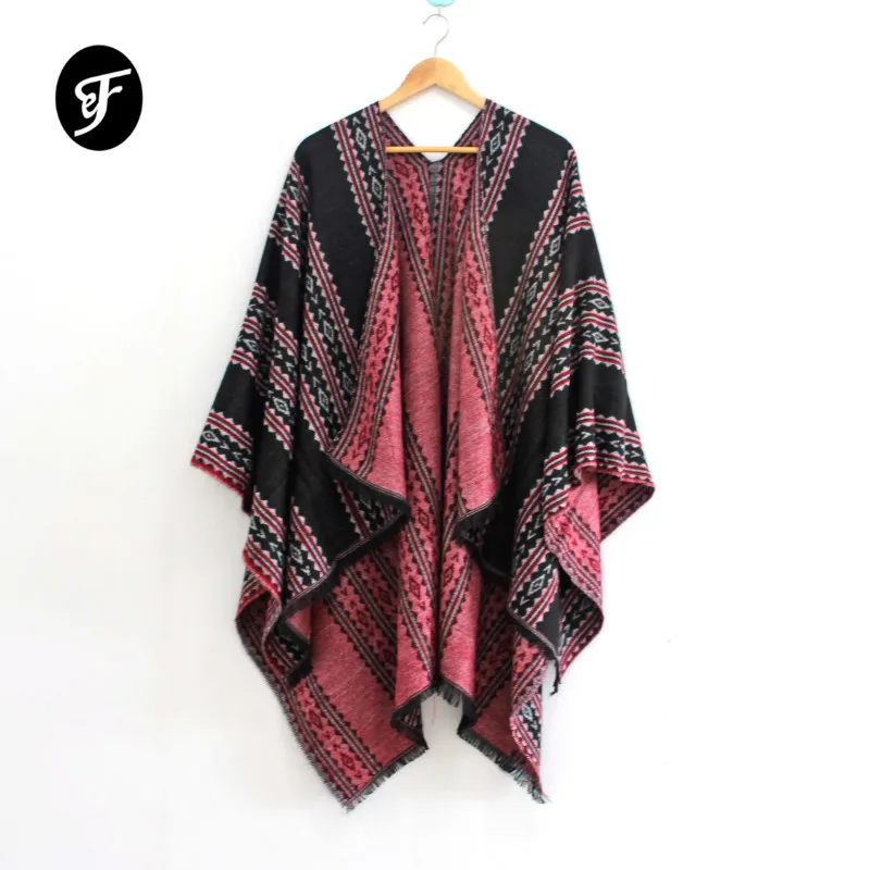 

Women's Winter Wrap Blanket Poncho Cape Shawl Cardigans Sweater Coat Knit stripe Open Front Shawl Scarves Pashmina Ruana Female