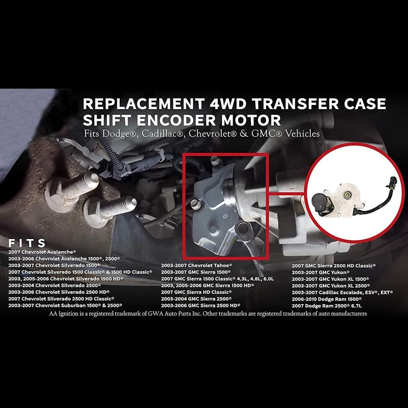 4WD Transfer Case Shift Encoder Motor for Chevy Silverado,Tahoe,Avalanche,Suburban,Dodge Ram 1500,2500,G-M-C Sierra,Yukon XL- 2