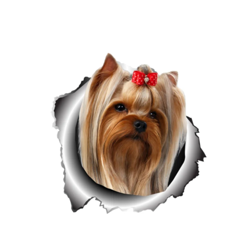 

Interesting Car Sticker Accessories 3D Dog Yorkshire Terrier Animal Decal Car Window Waterproof PVC 13cm X 12.5cm