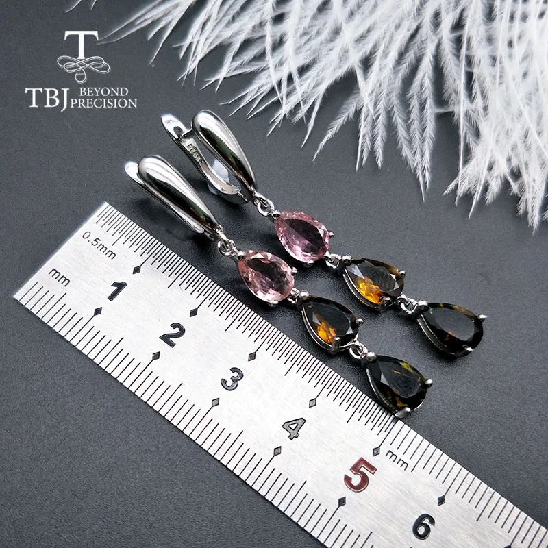 TBJ, 6.5ct натуральный бразильский Турмалин застежка серьги 925 пробы драгоценности из серебра и камней для женщин подарок