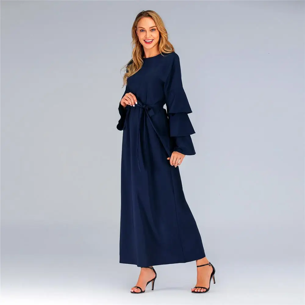 

Vestidos largos verano European Fashion Women Spring Autumn Dress O Neck Long Flare Sleeve Plus Size 5XL robe longue