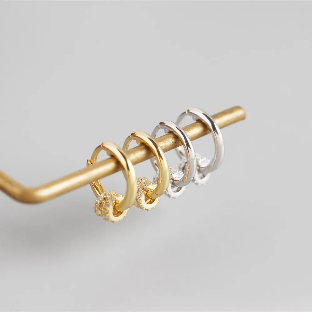 Small Circle Rhinestone Earrings Women Unique Design Fashion - Image 2