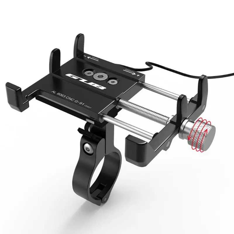 

Aluminium 12V-48V Scooter Motorcycle E-Bike Cell Phone Holder with USB Charger Motorbike Handlebar Bracket Mount for 4-6.7"