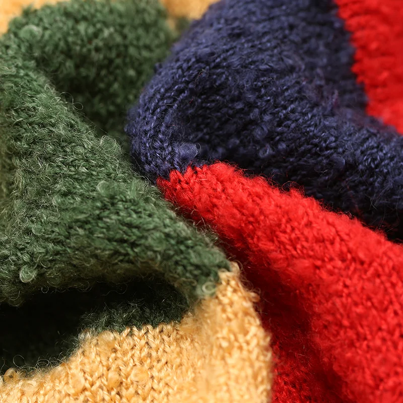 ELFSACK вязаный пуловер в полоску с вырезами, женский свитер, Осень-зима, цветной блок, корейский стиль, Повседневный, теплый, для офиса, для девушек, топы