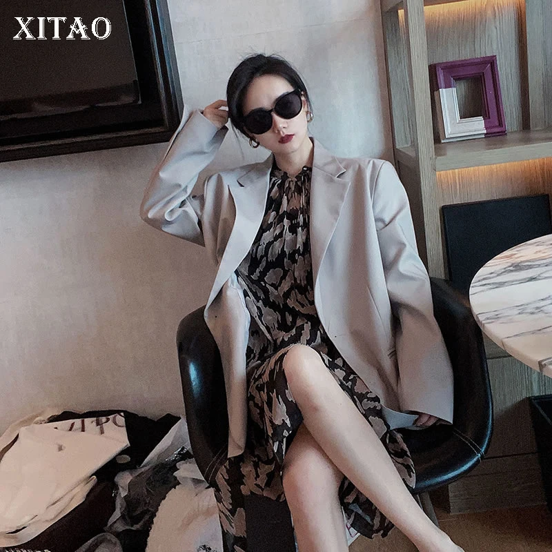 

XITAO Tide Plus Size Pocket Blazer Women Clothes 2020 Spring Fashion Loose Notched Collar Single Breasted Casual Coat DMY3931