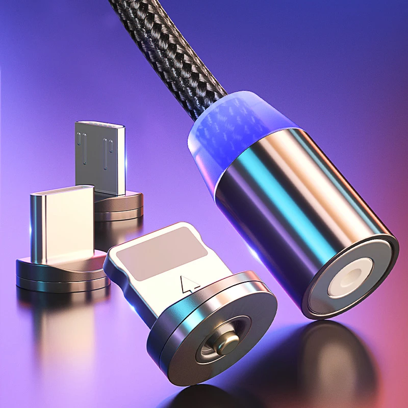 Магнитный USB-кабель для iPhone светодиодный провод зарядки Lightning/USB Type-C 1 м | Мобильные