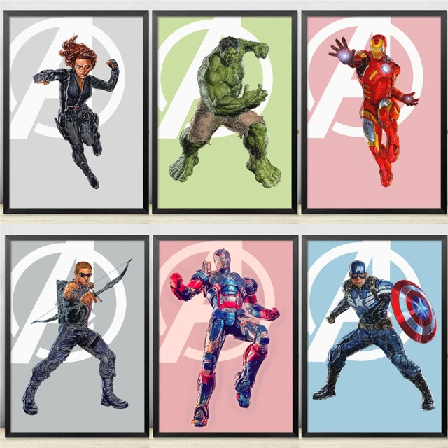 Quadro su tela Marvel Avengers Movie Captain America Iron Man poster e  stampe Cartoon bambini decorazioni per la casa senza cornice - AliExpress