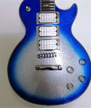 

Free transportation, 6-string electric guitar, blue and silver powder factory customization