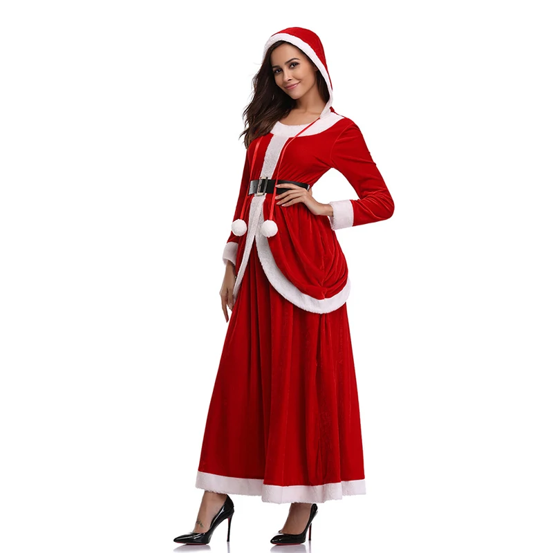 LOOZYKIT, костюм Санта Клауса для косплея, мужской роскошный сексуальный женский костюм для косплея, красное рождественское платье и шляпа, нарядное платье