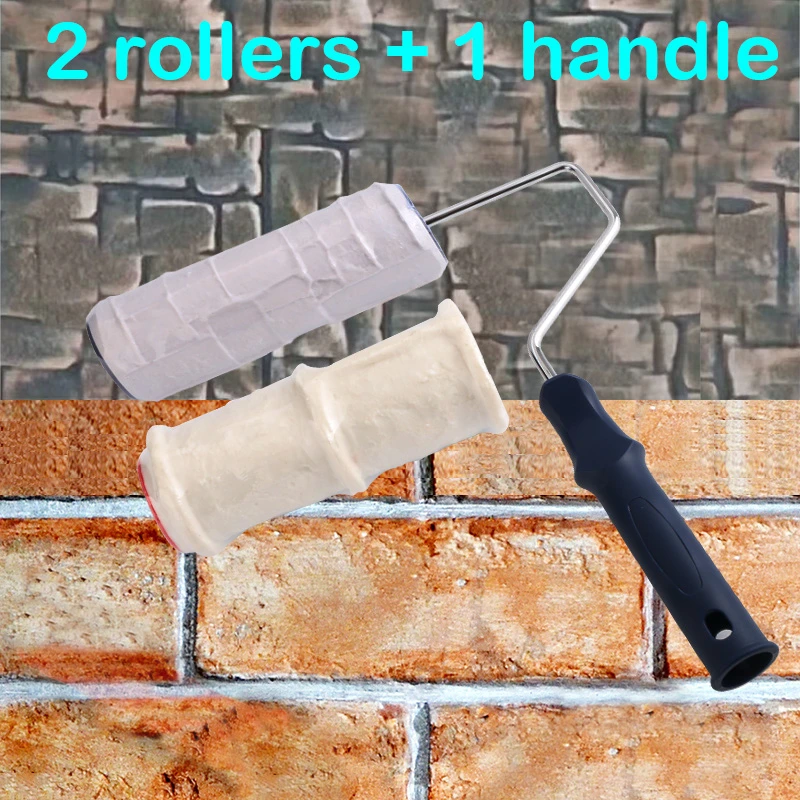 2pcs Paint Roller Brick Pattern Wall Paintingtools Rubber Stamp