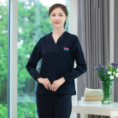 Blue Long sleeve Кормящих униформа медицинская Униформа женская обувь высокого качества для салонов красоты комплекты униформа для сотрудниц спа-салонов медицинский хирургический аптека наборы для ухода за кожей - Цвет: Blue Long sleeve