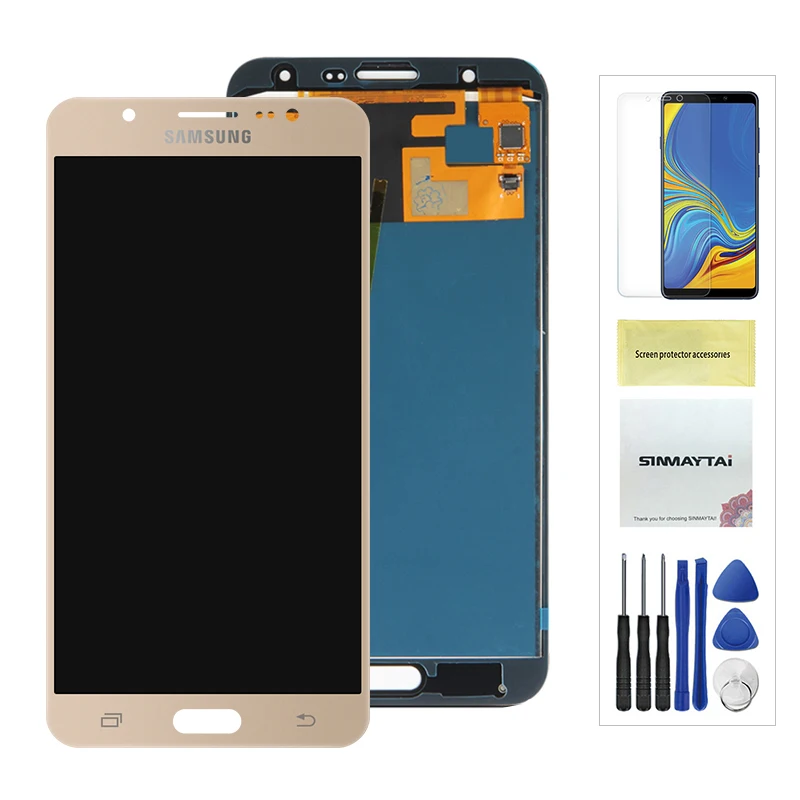 TFT J700 ЖК-дисплей для samsung J7 J700 SM-J700F J700M J700H/DS ЖК-дисплей сенсорный экран дигитайзер с рамкой кнопка Home - Цвет: Gold No Frame