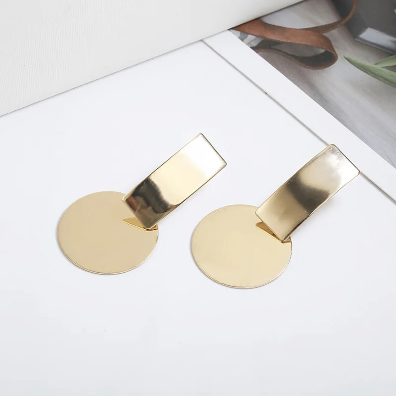 Модные Подвесные серьги металлические круглые геометрические серьги для женщин серьги висячие серьги в форме капли современные ювелирные изделия Пун - Окраска металла: ez54-Gold