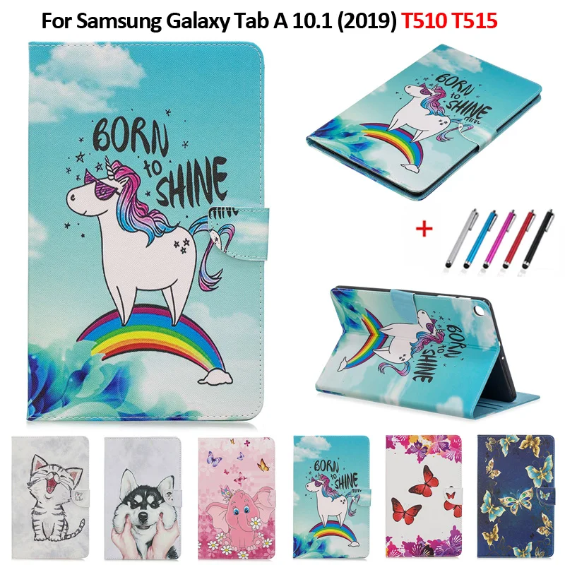Чехол для Samsung Tab A 10 1 2019 чехол Kawaii с единорогом кошкой щенком планшета Galaxy SM-T510 SM-T515