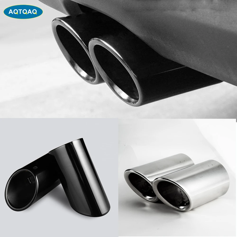 2pcs/set Stainless Steel Car Exhaust Muffler Tip Pipes Covers For Audi