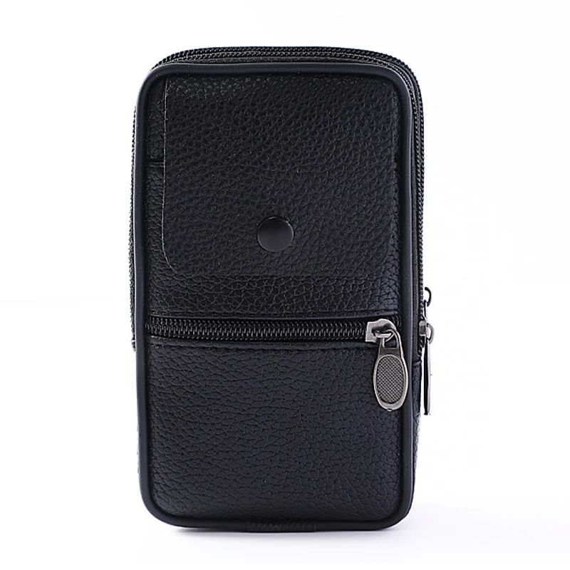 

Retro Men Waist Pack Vertical Section PU Leather Large Capacity Multifunction Phone Bag Clasic Coin Purse Male Zipper Fanny Bag