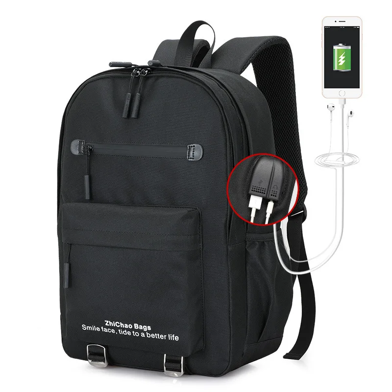 

Amazon Oxford Cloth Solid Color Backpack Men's Multi-functional Business Backpack USB Europe And America Schoolbag