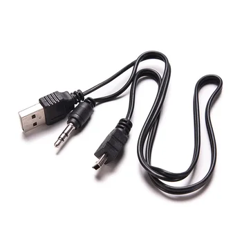 

For Speaker Mp3 MP4 Player 50cm 1PC USB Mini Male to Male USB 2.0 5pin Standard + 3.5mm AUX Audio Jack Connection Adapter Cable
