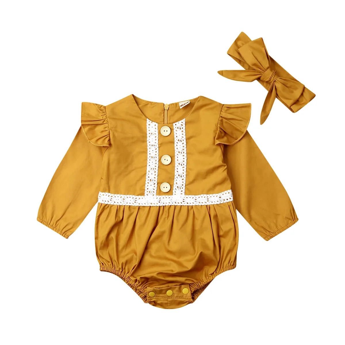 2PCS Newborn Baby Girl Bodysuits Autumn Clothes Long Sleeve Lace Bodysuit Jumpsuit Bodysuits Sunsuit baby kleding