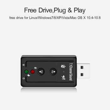 

Mini External USB 2.0 Sound Card 7.1 Channel 3D Audio Adapter Converter + 3.5mm Earphone MIC Interface for PC Computer