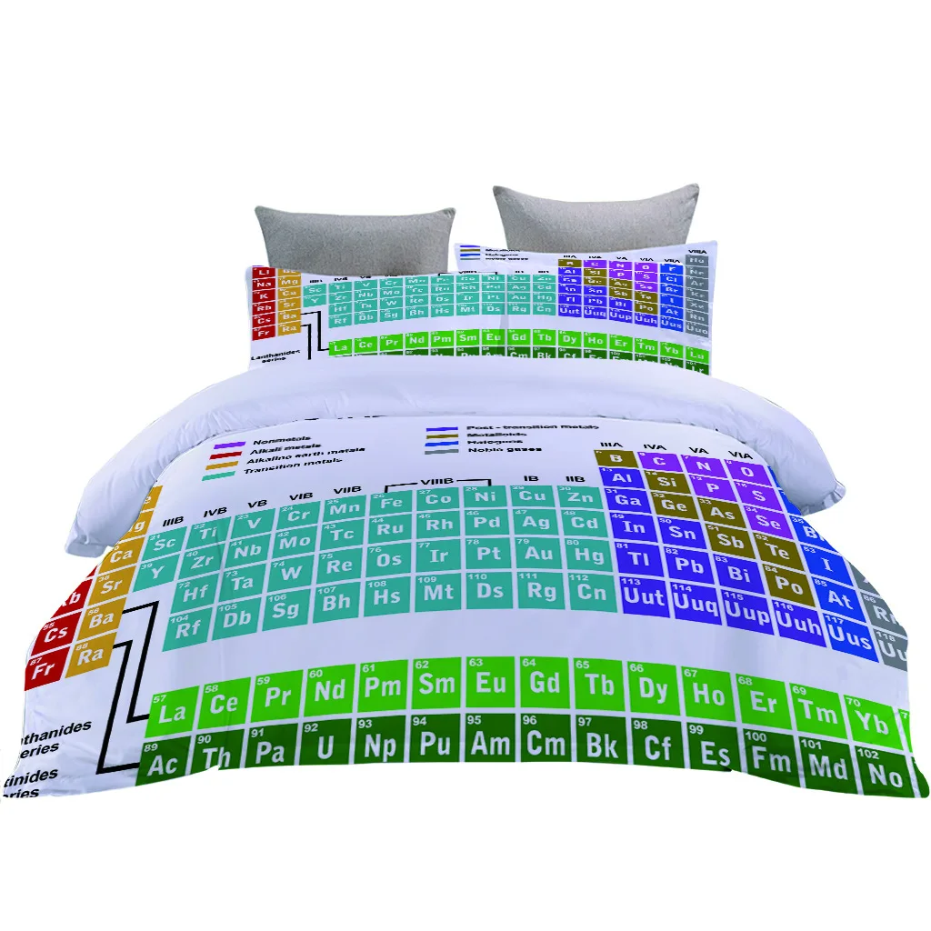 Personalizado diy tabela periódica impresso colcha fronha