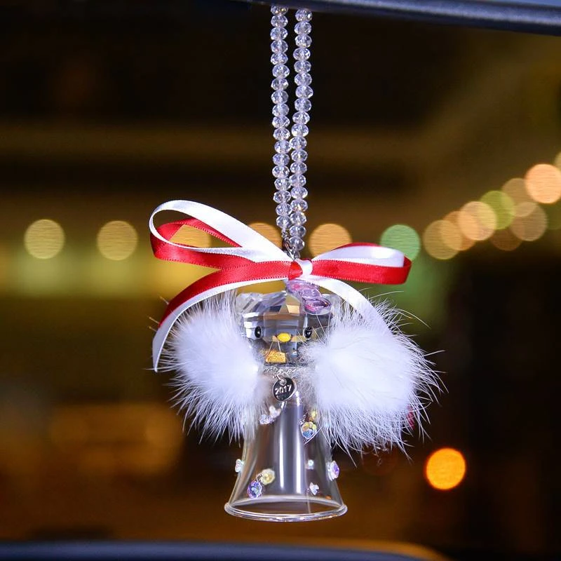 Автомобильные аксессуары интерьер с алмазной подвеской автомобиля креативные Автомобильные украшения кристалл лук милый зеркало заднего вида кулон женский подвесной