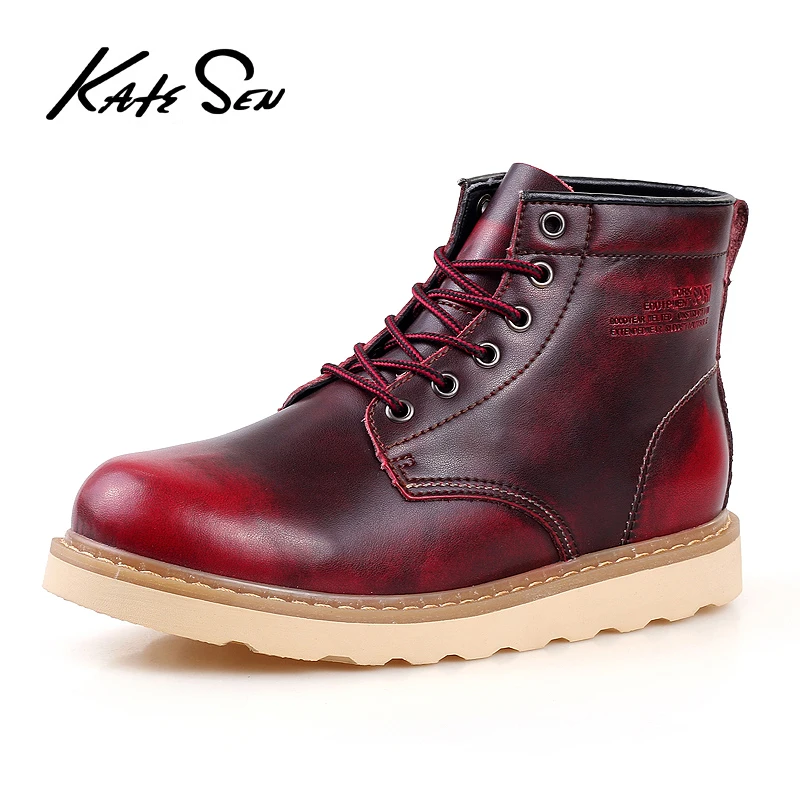 

KATESEN Men Boots british Style Men Casual Shoes Increase Soft Spring Autumn And Winter Man Shoes Ankle Boot Men Snow Shoe Work